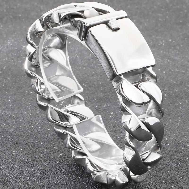 Polished Stainless Steel On Hand Accessories 20MM Wide Iron Men's Bracelet for Man Waterproof Gold Color Men‘s Jewelry Male Him