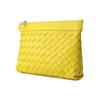 Bottega Veneta Intrecciato Woven Zip Leather Pouch Men Clutch Yellow Apricot 651854V0E512671
