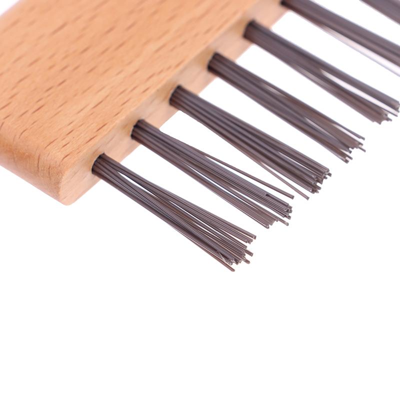 1Pc Wooden Handle Comb Cleaner Delicate Cleaning Removable Hair Brush Comb Cleaner Tool Handle Embeded Tool
