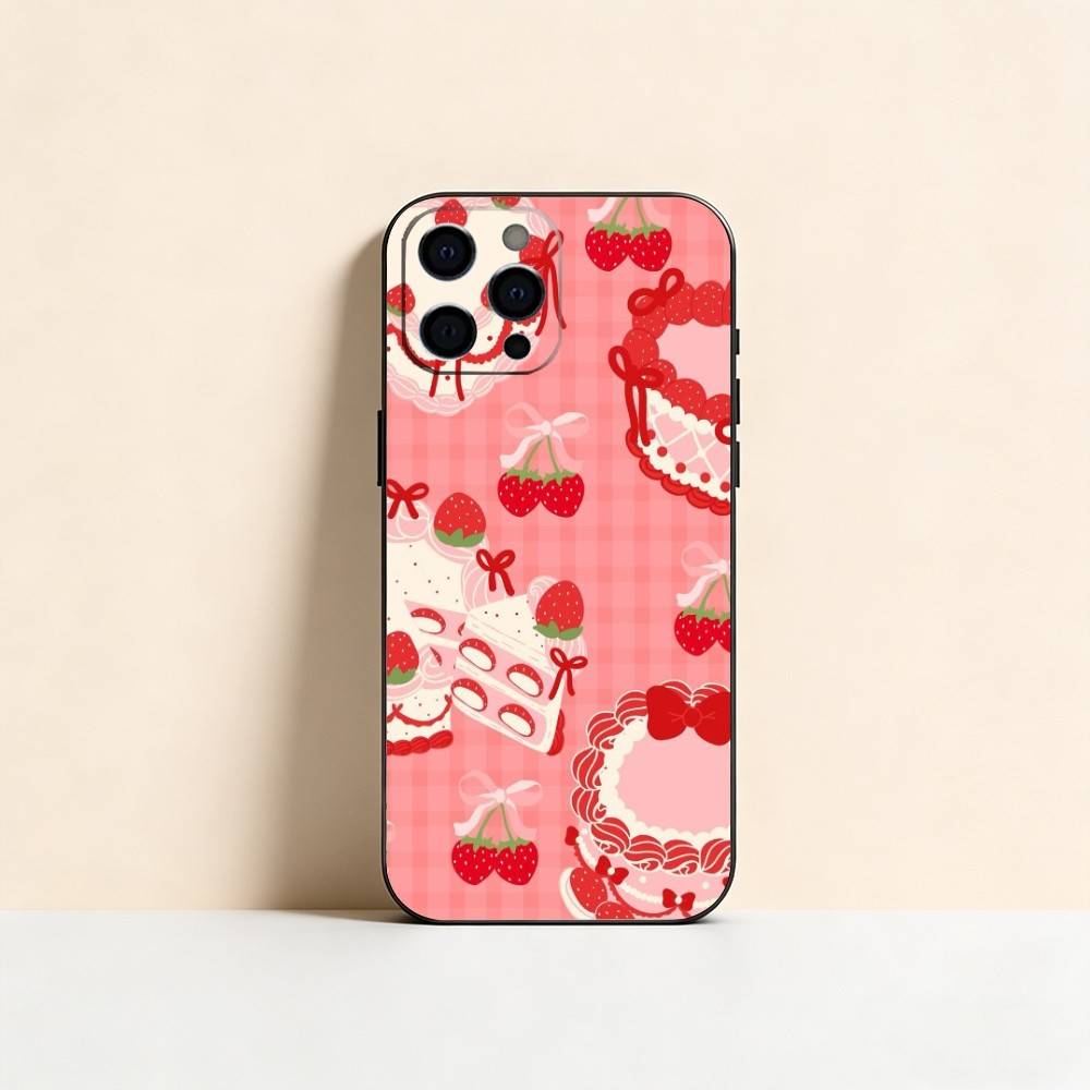 INS Cream Strawberry Cake Cartoon Cute Phone Case Silicone Soft For IPhone 17 16 15 14 13 12 11 X XR Plus Pro Max Plus