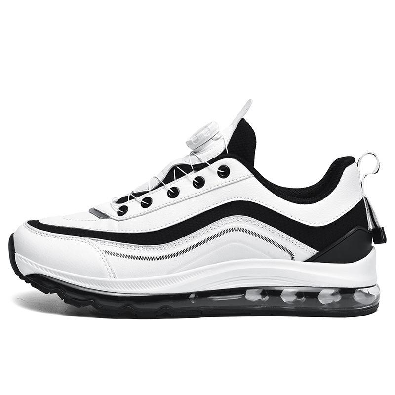 Herren Sportschuhe neue drehbare Schnalle Vollhand Lederoberfläche Luftpolsterschuhe Übergröße Mode Laufschuhe Herren