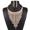 Stylish Multi-layer Fringed Diamond Necklace Earrings Collar Jewelry