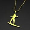 Surfer Surfbrett Anhänger Halskette Strand Ozean Liebhaber Geschenk Sommer Sport Edelstahl Strand Ausflüge Kette Tägliches Tragen Schmuck