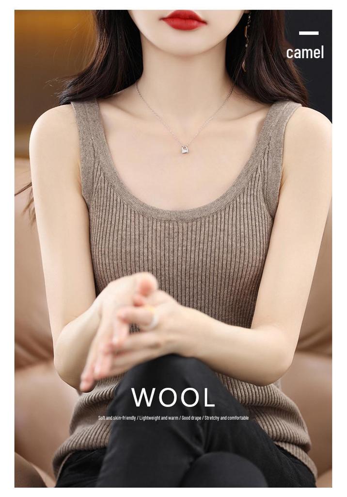 Women's Knitted Color Camisole Vest: Slim, Sleeveless Bandau Top for Layering