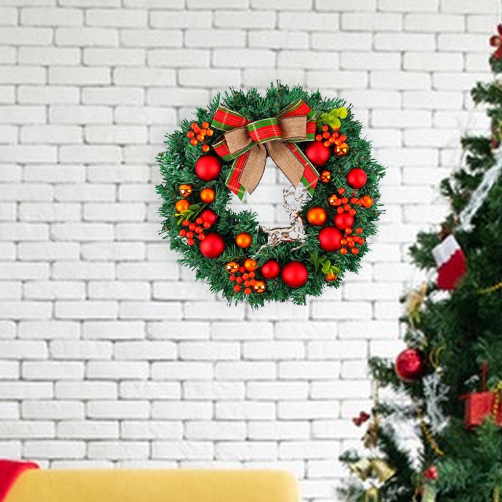 Artificial Christmas Wreath Ball Ornament Hanging Decor for Farmhouse
