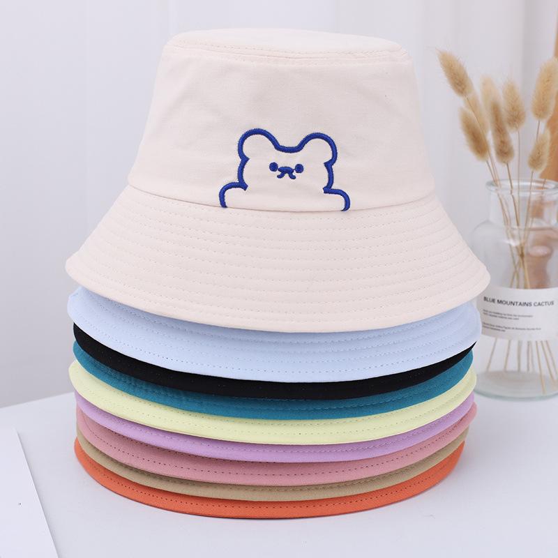 Female Hat Fisherman Thin Sun Protection Fashion Casual Embroidered Bear Visor Hat