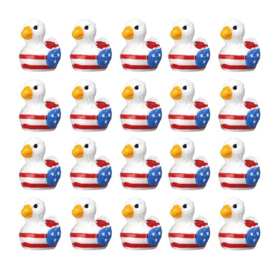 Patriotic Eagle Duck Figurine Mini Resin Ducks with 250th Anniversary Patterns Tiny Animal Sculptures for Independence Day Home Office Desk Bathroom