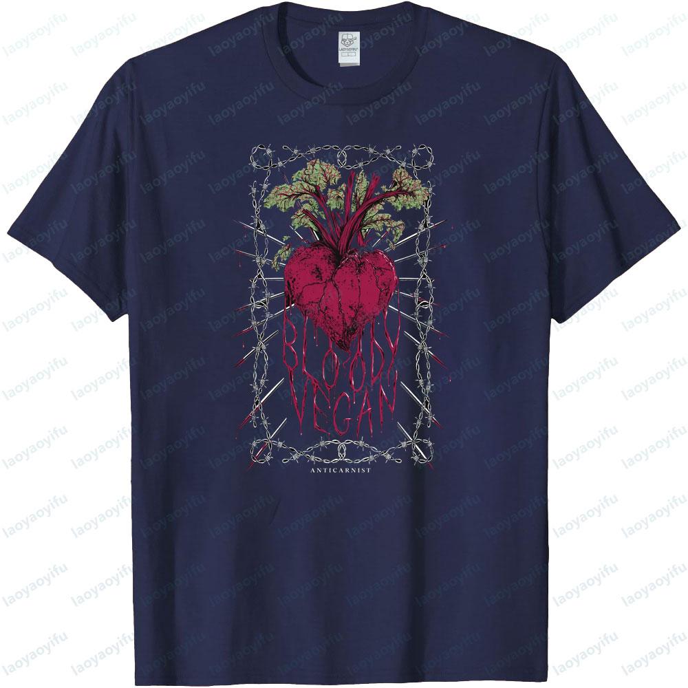 Bloody Vegan Anticarnist Unisex Tshirt Vegan Gift Clothing Gothic Style Creative Design Shirt Halloween Men Women Cotton Tops