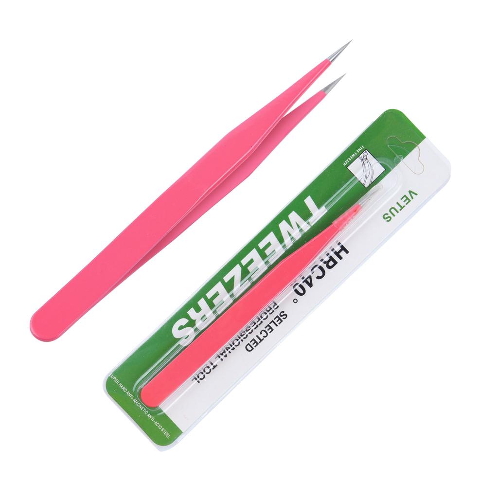 Nail Art Tools, Nail Art Pink Elbow Straight Tweezers, Diamond Clip Jewelry Tools