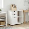 Mobiler Schrank mit Rädern Weiß 63,5 x 39 x 65,5 cm Massivholz Kiefer