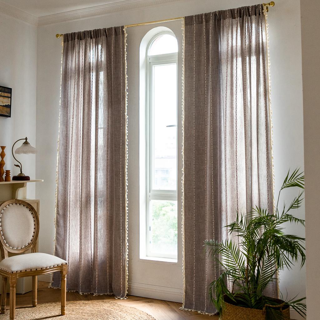 Vorhangärmel Stangentasche Gestreift Dreidimensional Grau-Weiß Wohnzimmer Kinderzimmer Verdunkelung Erkerfenster Vorhang