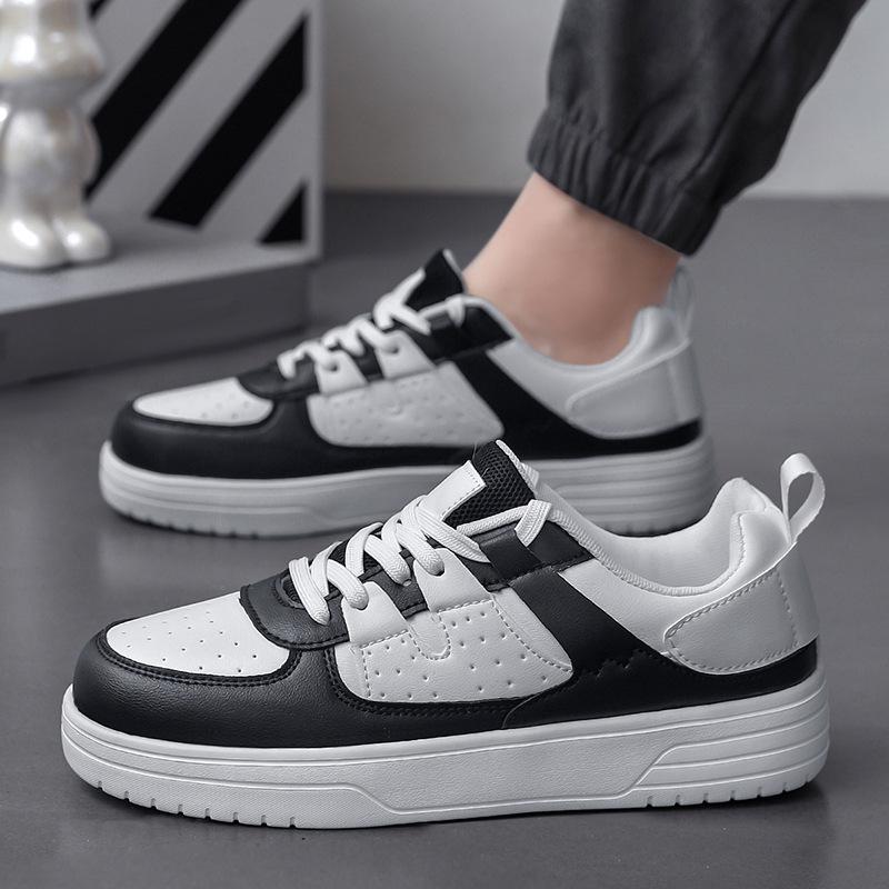 Fashion Men's Platform White Shoes Sports Borad Shoes Fashionable Slip On Men Shoes All-matching Spring Autumn Flat Casual Leather Shoes