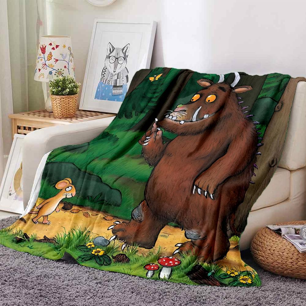 Coperta stampata a tema Il Gruffalò - Perfetta per divano, letto, viaggi e uso all'aperto | Lavabile in lavatrice, accogliente e resistente.
