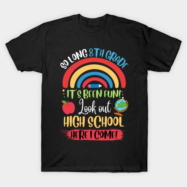 

Men Black Print T-shirt So Long 8Th Grade, Hello High School Here I Come No-Cut Transfer Paper Print Cotton Tshirt S чорний