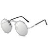 New Vintage Steampunk Sunglasses Round Steam Punk Metal Women Coating Sunglasses Men Retro Circle Sun Glasses Flap sunglasses