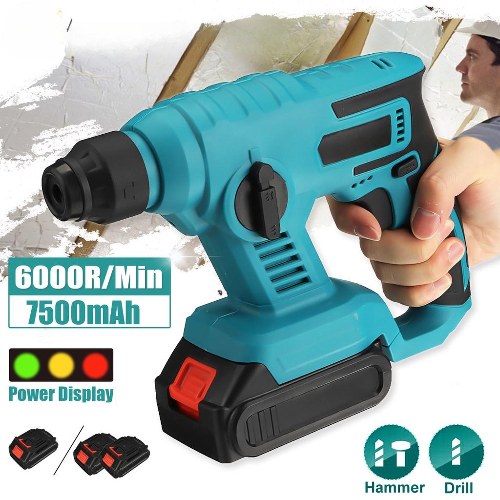 Multifunction ordless Electric Rotary Hammer 7500mAh Hammer Impact Drill Power Tool For Battery With LED 21V