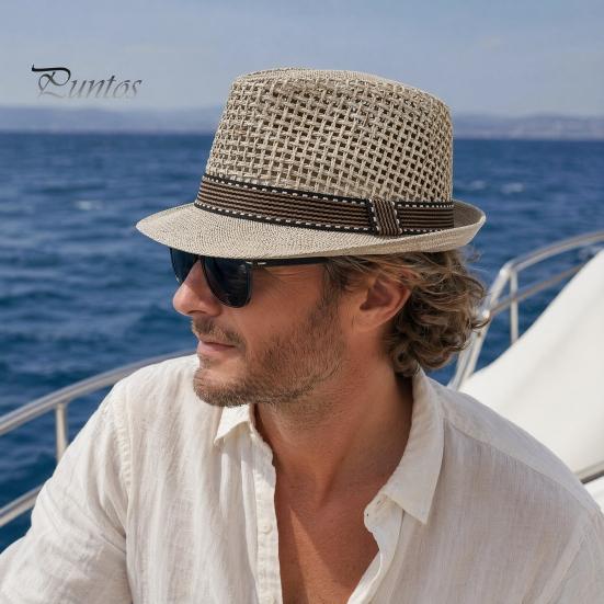 Mesh Woven Hat Wide Brim Sun Hat, Hollow Breathable Jazz UV Outdoor Protection Air Circulation for Activities Beach Travel Golf