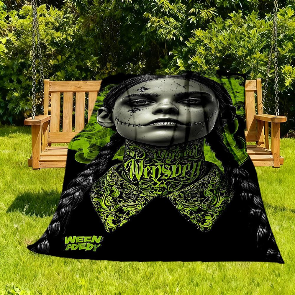 

1PC Wednesday Outdoor Flannel Throw Blanket - HD Printed Lightweight Soft Warm All-Season Blanket for Sofa, Bed, Travel - Machine Washable049 130cmx150cm