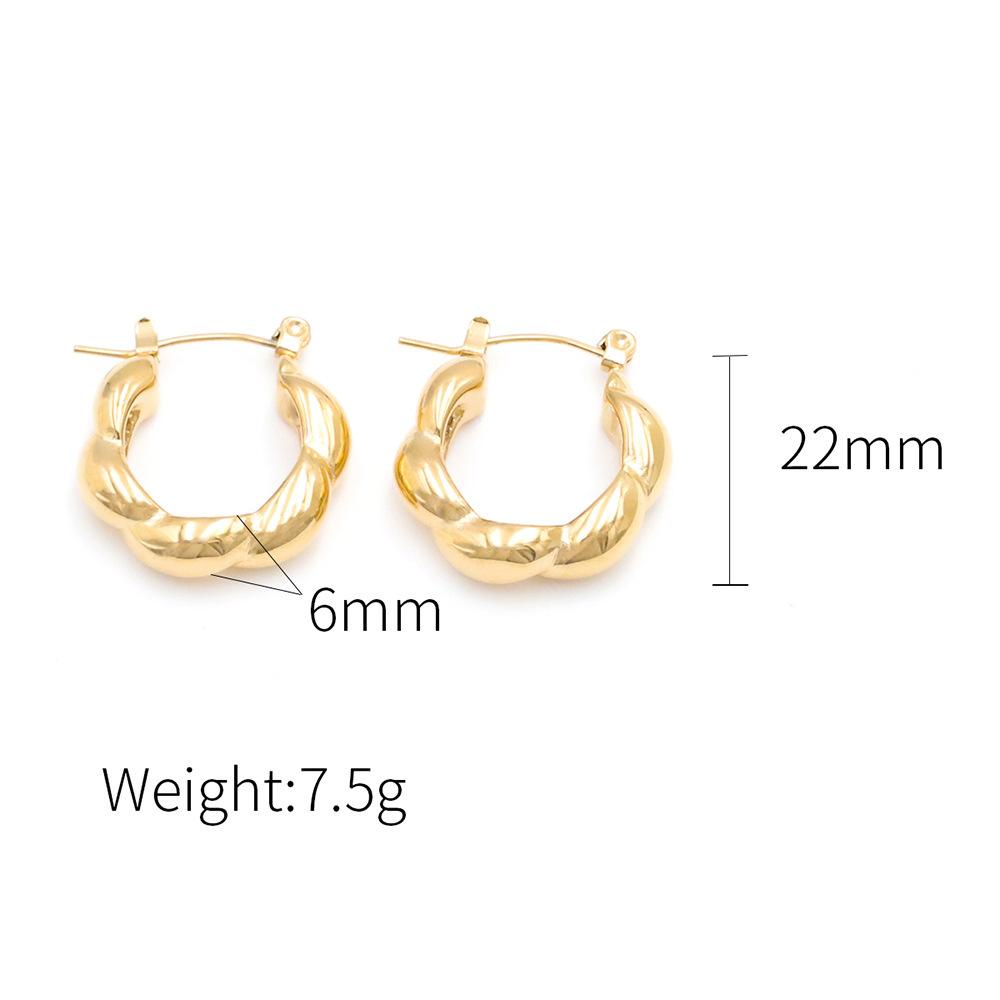 Wind Personality Versatile Ear Buckle Women'S Senior Sense 18K Electroplated Gold Twist Kink Earrings
