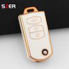 Para Mazda Demio 2 3 5 6 M3 M5 M6 Cx-5 Cx7 Cx9 Rx8 Mx5 Mpv Funda de TPU de 3 Botones Soporte Plegable Llavero Funda de Llave de Coche Sin Llave