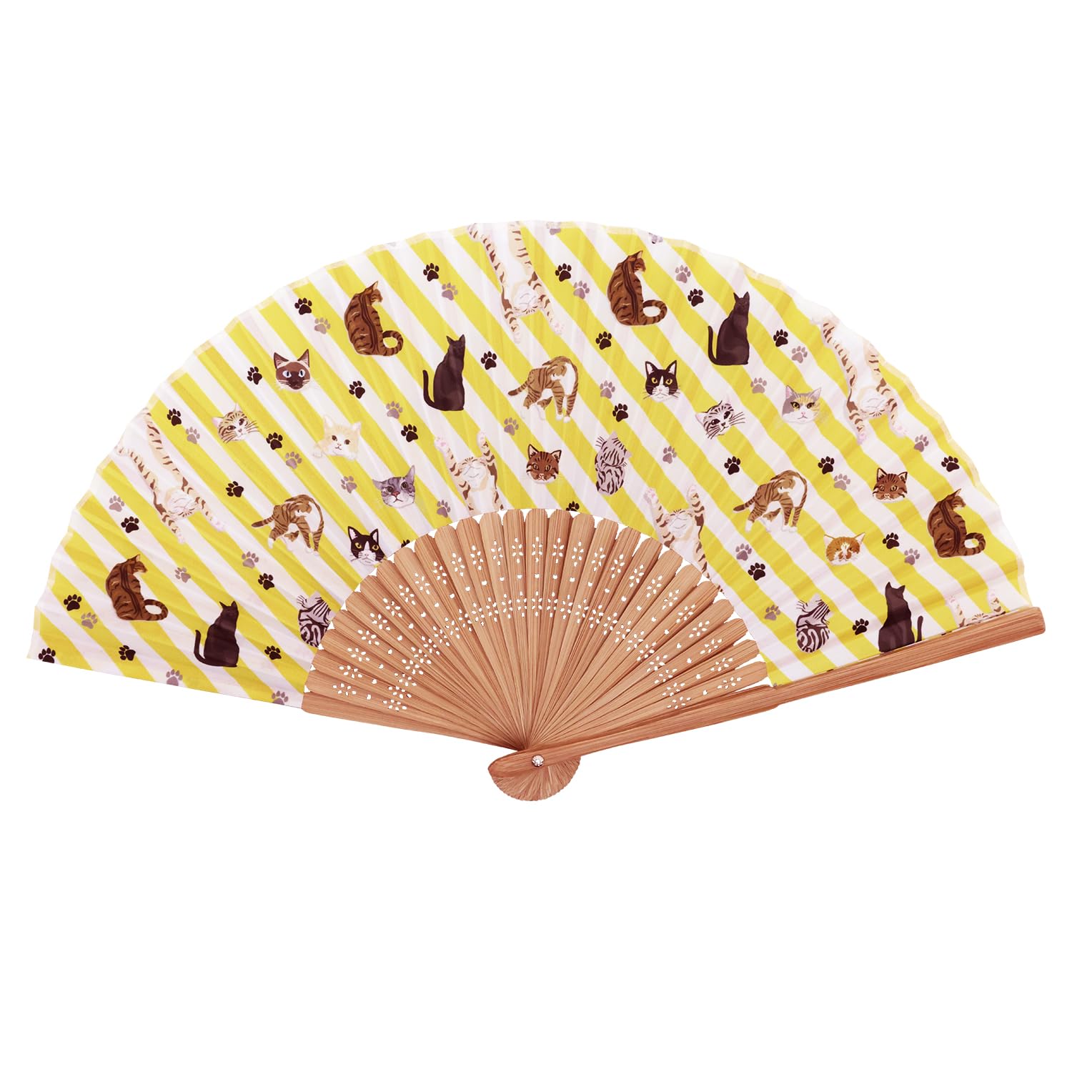 

Folding Fan Japanese Traditional Japanese Nyantama Boxed [Osaka Choseido] Women s - Stylish, Business, Style, Accessories, Festival, Design, (Striped)