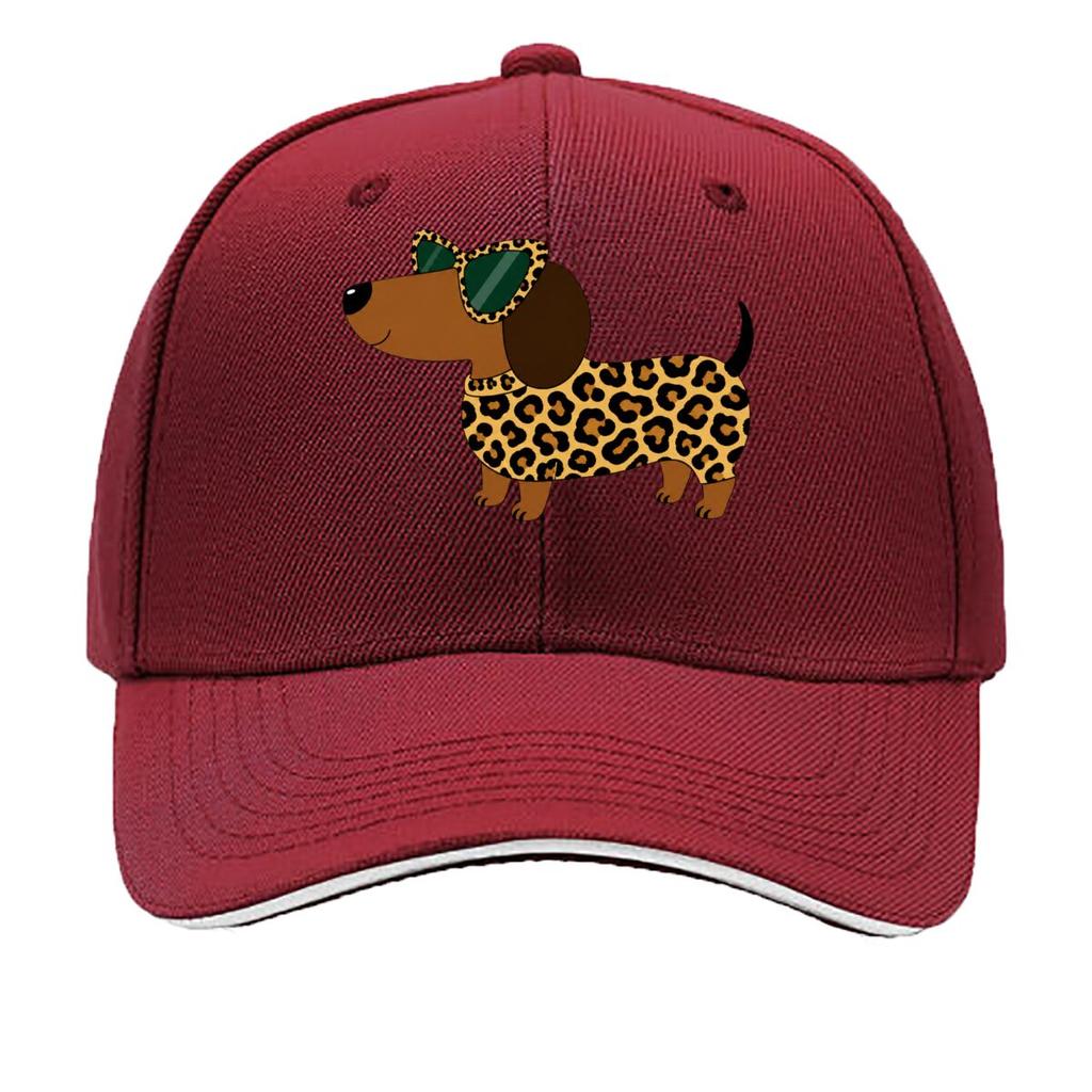 Cool Leopard Dachshund Sunglasses Dog Cartoon Sandwich Baseball Cap Sun Cap Outdoor Workouts Hat