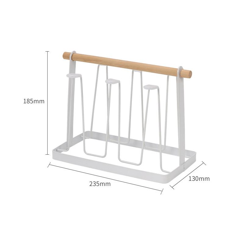 High Quality Durable Japanese Style Cup Drying Rack Space-saving With Drain Tray Mug Organizer Shelf Standing Type Bottle Holder