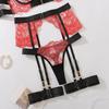 European & American Embroidered Lace High-Quality Erotic Lingerie: Sexy See-through Metal Buckle Body Shaping Front-Opening Set