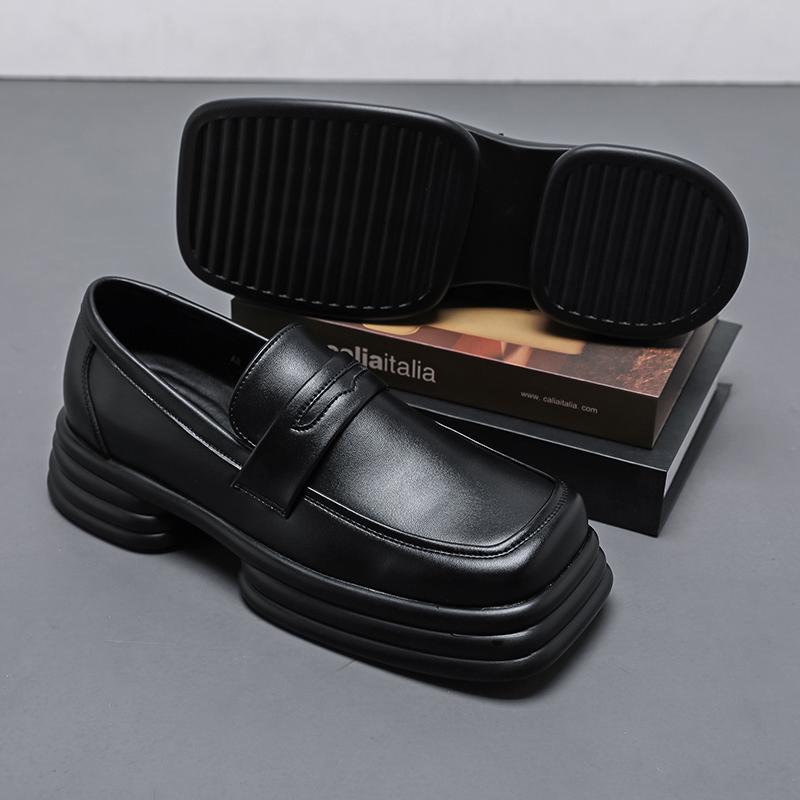 

Модная кожаная повседневная обувь мужские лоферы Роскошный дизайн Слипоны мужские туфли для платья Повседневный стиль Большой размер Хорошая износостойкая подошва 46 чёрный