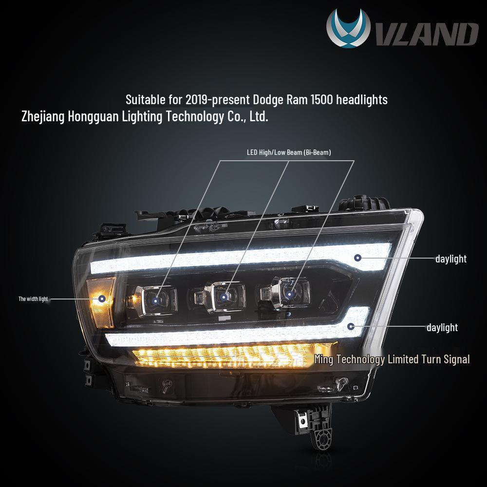 VLAND LED Headlight Assembly for 2019+ Dodge Ram 1500 with Turn Signal