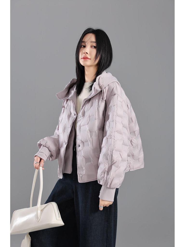 2025 Women's Korean Style Lightweight Hooded Down Jacket - Short, Taped Seam, Winter Fashion