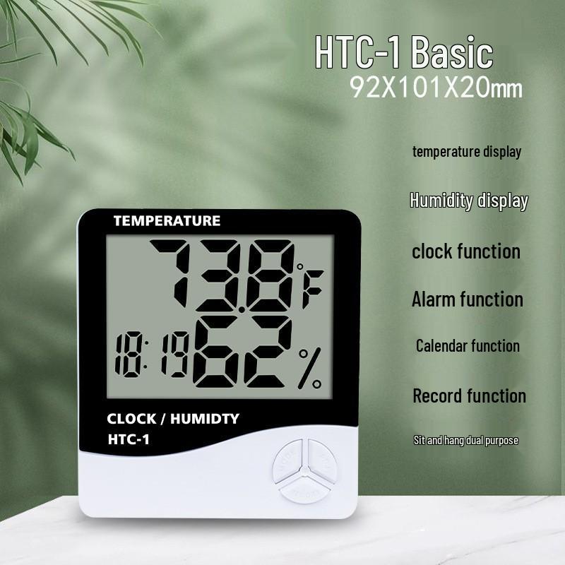 

HTC-1 Indoor Digital Thermohygrometer with Large Screen Display and Alarm Clock