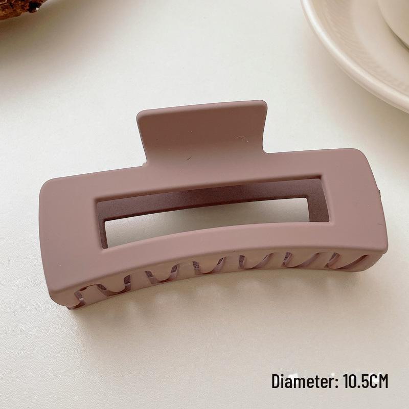 Versatile Milk Coffee Hair Clip: Large, Simple Shark Design for Women