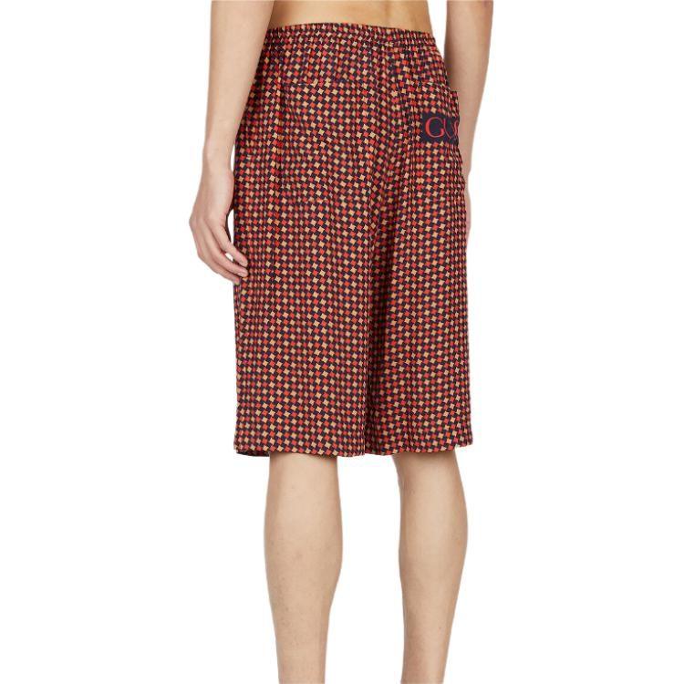 GUCCI Mid Rise Houndstooth Printed Tailored Shorts 672698-ZAL6H-4956