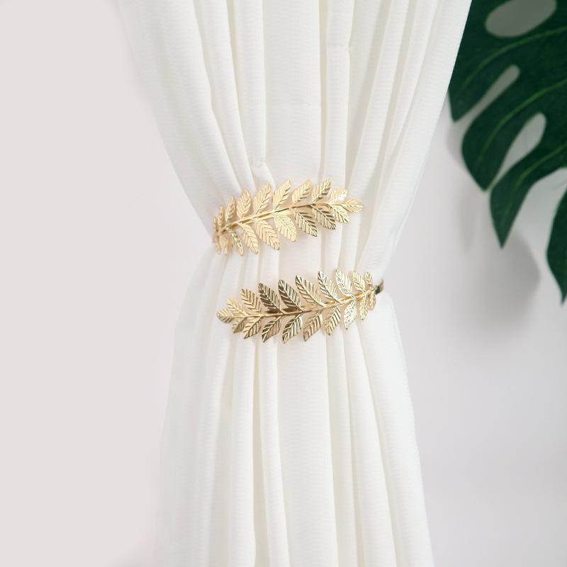 Metal Curtain Tiebacks Creative Leaf Shape Curtains Tie Holder Adjustable Curtain Clip Decorative Curtain Pull Hook