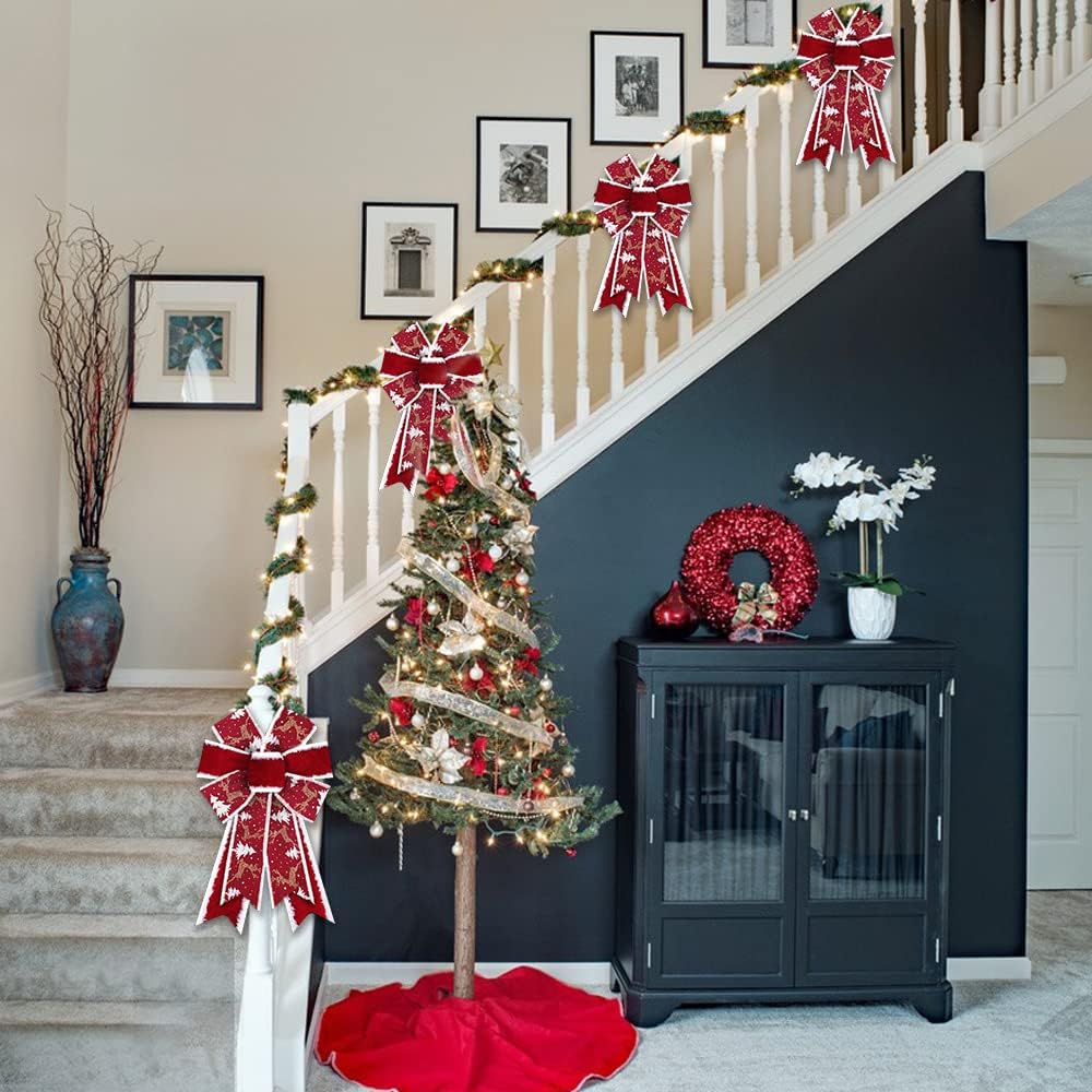 Fundițe de Crăciun pentru Coroană Fundițe de Zăpadă de Sărbători Fundițe de Catifea Roșie Fundițe pentru Pom de Crăciun pentru Ușa din Față Decorațiuni de Anul Nou
