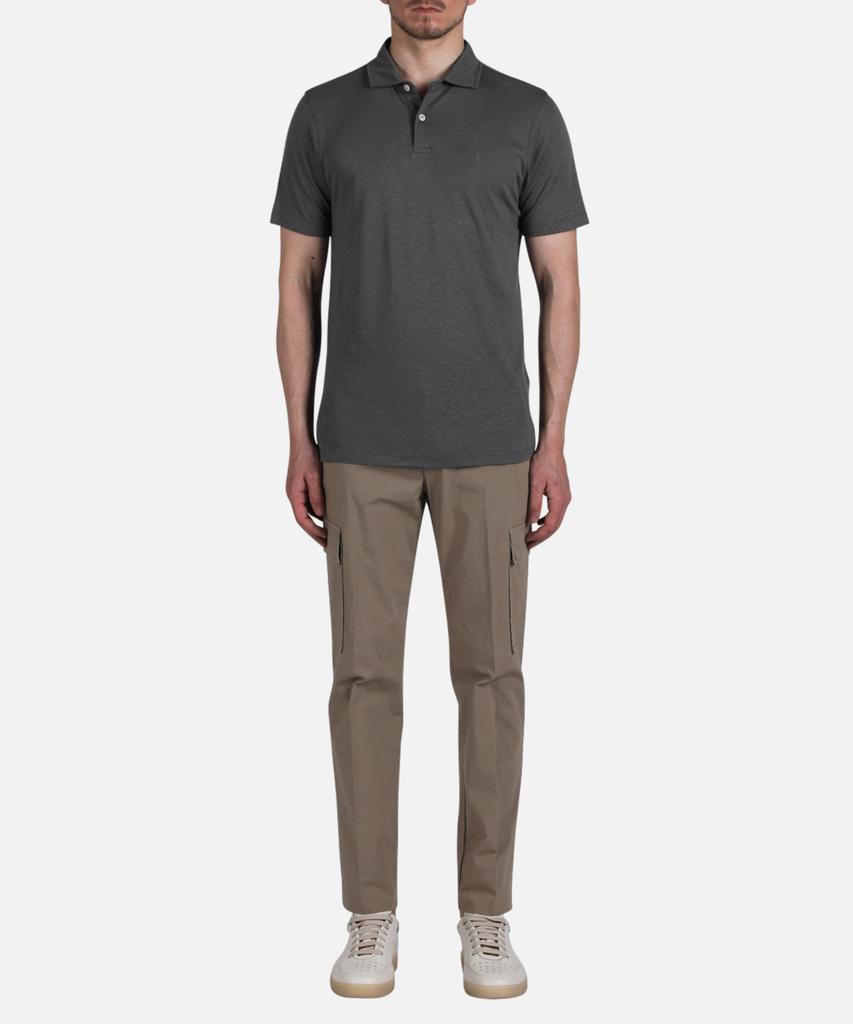 PANICALE Charcoal Striped Short Sleeve Polo Shirt