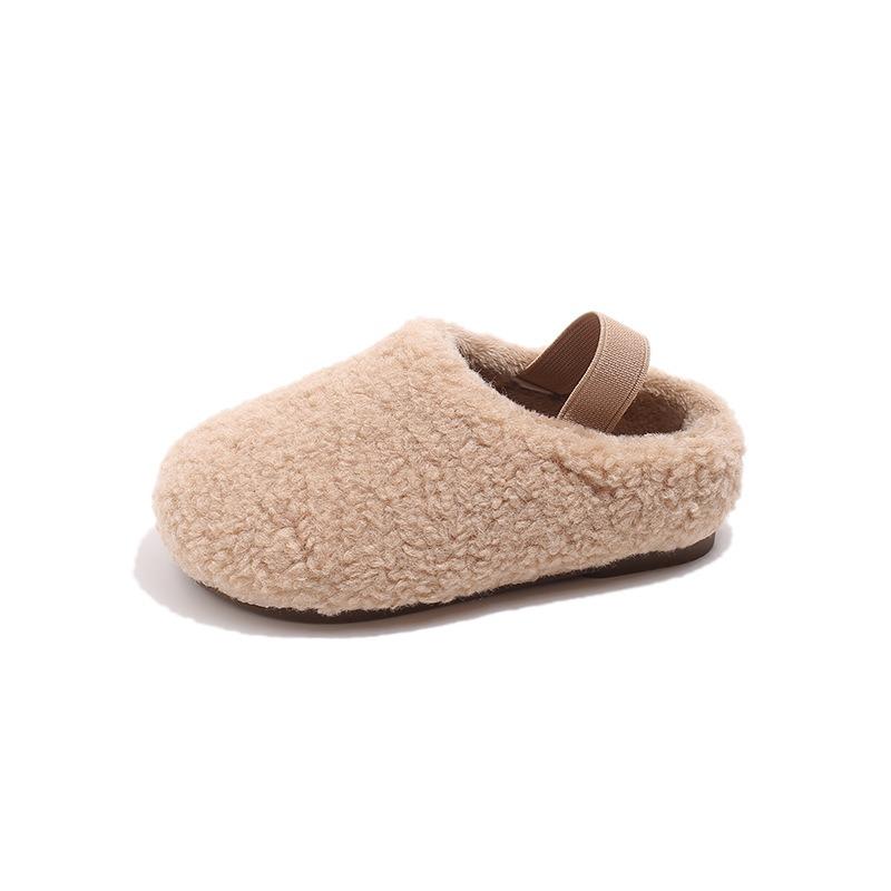 Children's Cotton Slippers Fleece Plush Shoes Girls Cotton Shoes New One-pedal Slippers Baby Classmate