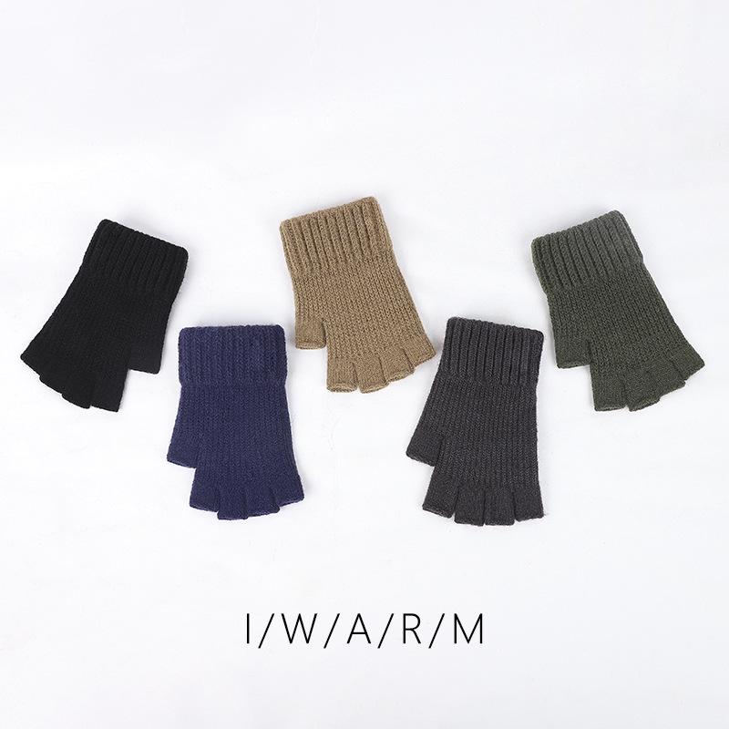 Alpaca Wool Unisex Half-Finger Gloves: Autumn & Winter Thickened Warm Knit, Cold-Proof.