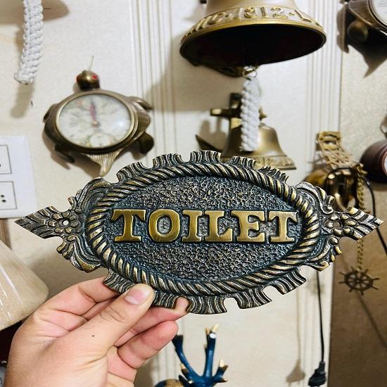 Hand-Painted Toilet Sigh Cast Metal Industrial Decor