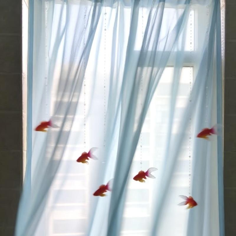 Light Blue Solid Sheer Voile Window Curtain Transparent Light Filtering Drape Soft Breathable For Bedroom Living Room Home Decor