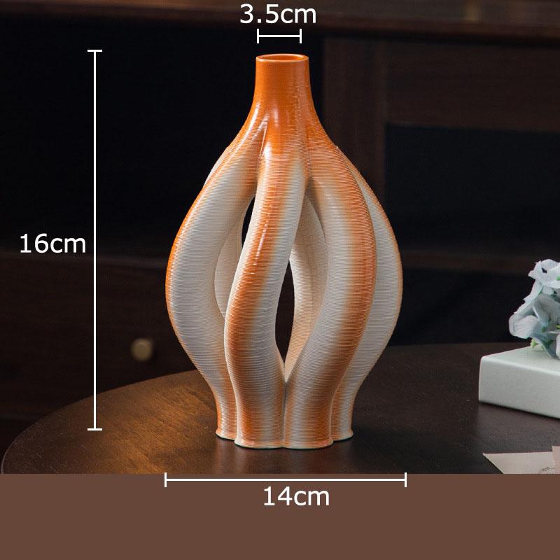 Wave Striped Ceramic Vase Creative Plant Pot Table Decoration Ornaments Flower Arrangement Floral Vases Room Aesthetic Decor