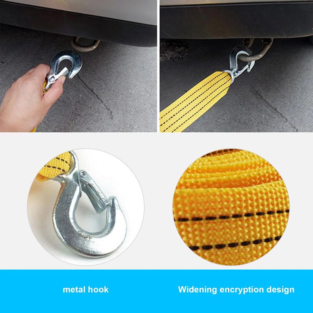 Heavy Duty Tow Rope 4 Meters Length 5 Ton Capacity Double Layer Construction for Vehicle Towing and Recovery OPP Bag Packaging
