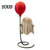 Balloon Ghost Figurine Cute with Balloon, Warm LED Night Light, Halloween Spooky Ornament Decoration for Bedroom Desk Table Centerpiece Cozy