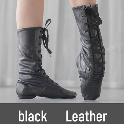 Children's and Adult Soft Sole PU Jazz Dance Shoes - Black Ballet Girls Leather Shoes