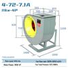 4-72 Industrial High-Power Centrifugal Fan for Exhaust, Dust Removal, and Smoke Extraction.