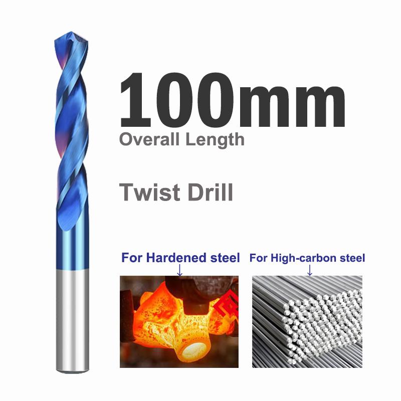 

YZH 100L Твердосплавное спиральное сверло Диаметр D2-D17 Цельные вольфрамовые сверла HRC65 ЧПУ Прямой хвостовик Сверление отверстий для металла Железа Стали 3.0mm