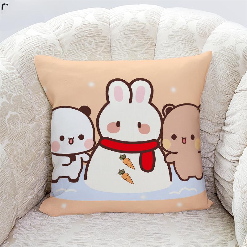 Niedliche Panda Bubu und Dudu Druck Kissenbezüge Heimdeko Kawaii Cartoon Animation Sofakissenbezug Schlafzimmerzimmer Kissenbezüge