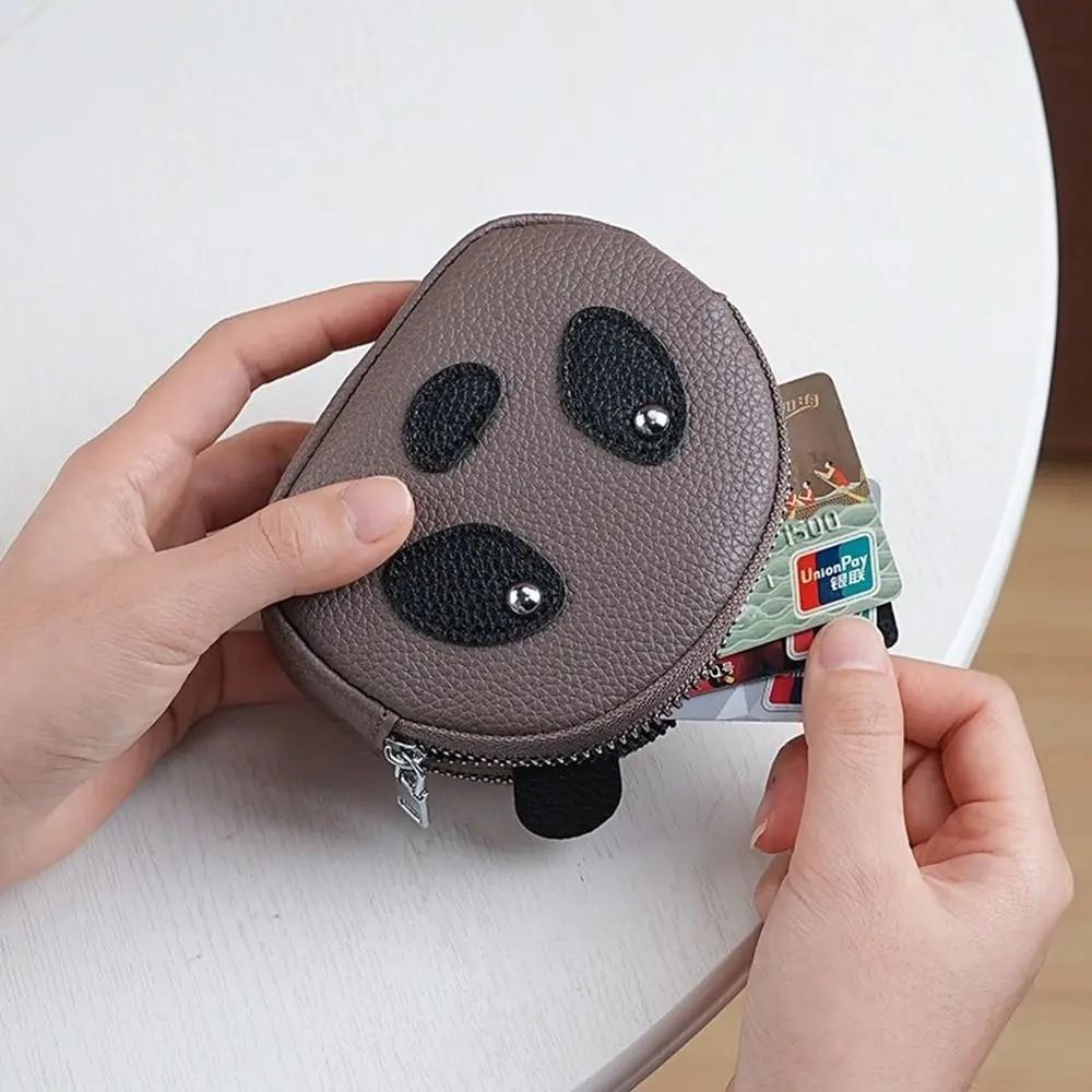 Creative Double Layer Coin Purse Portable Multifunctional Mini Card Holder Zipper Panda Shape Zipper Wallet