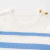 Northern Deer Women's Slimming Stripe Knit T-Shirt - French Classic Short Sleeve in Lyocell, Acetate, and Mulberry Silk (Style 26519).